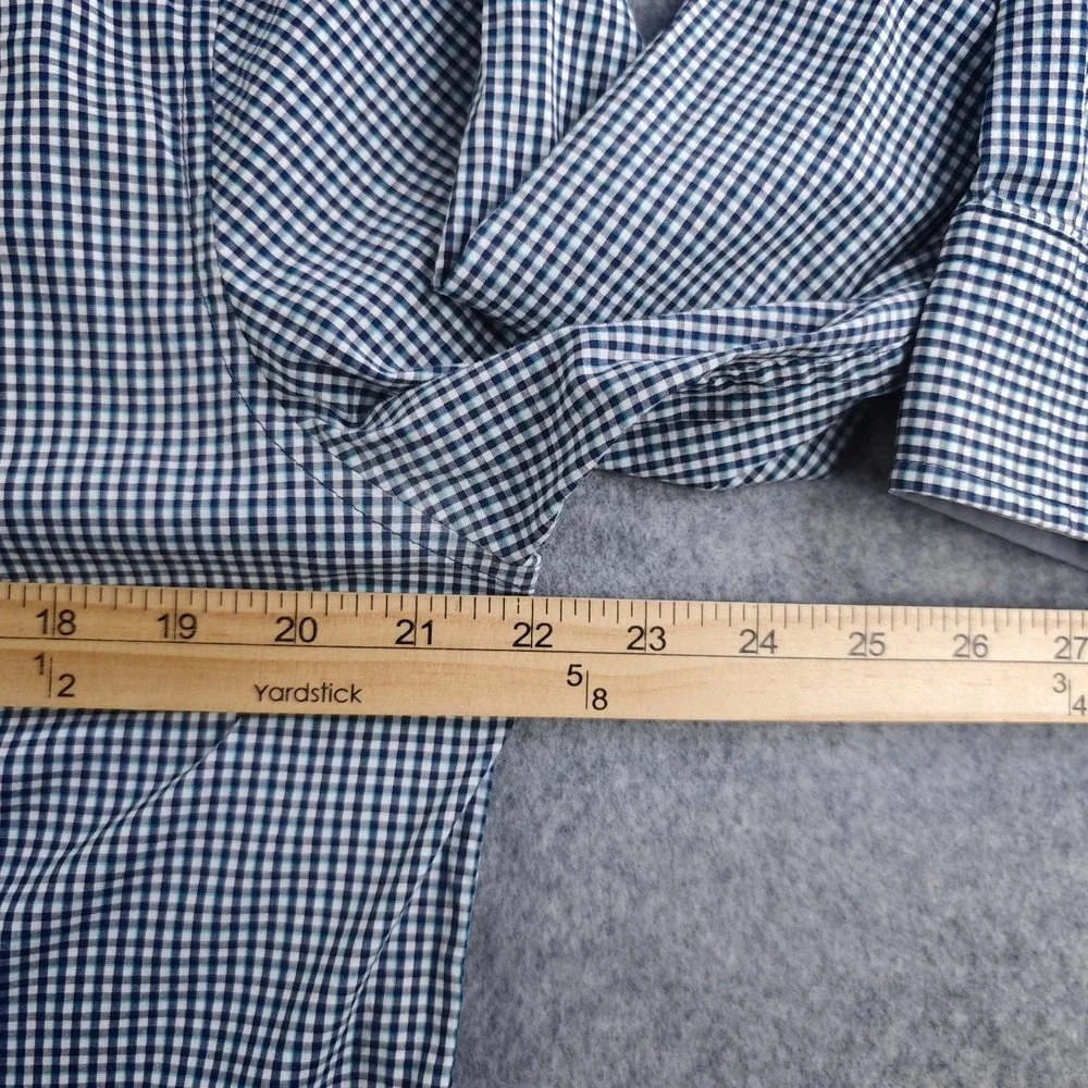 Under Armour Shirt Mens Large Blue Check Button Up Long Sleeve Performance